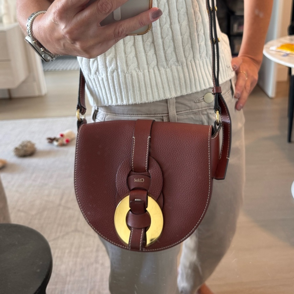 Chloe Darryl Brown Leather Crossbody Bag - Picture 14 of 15